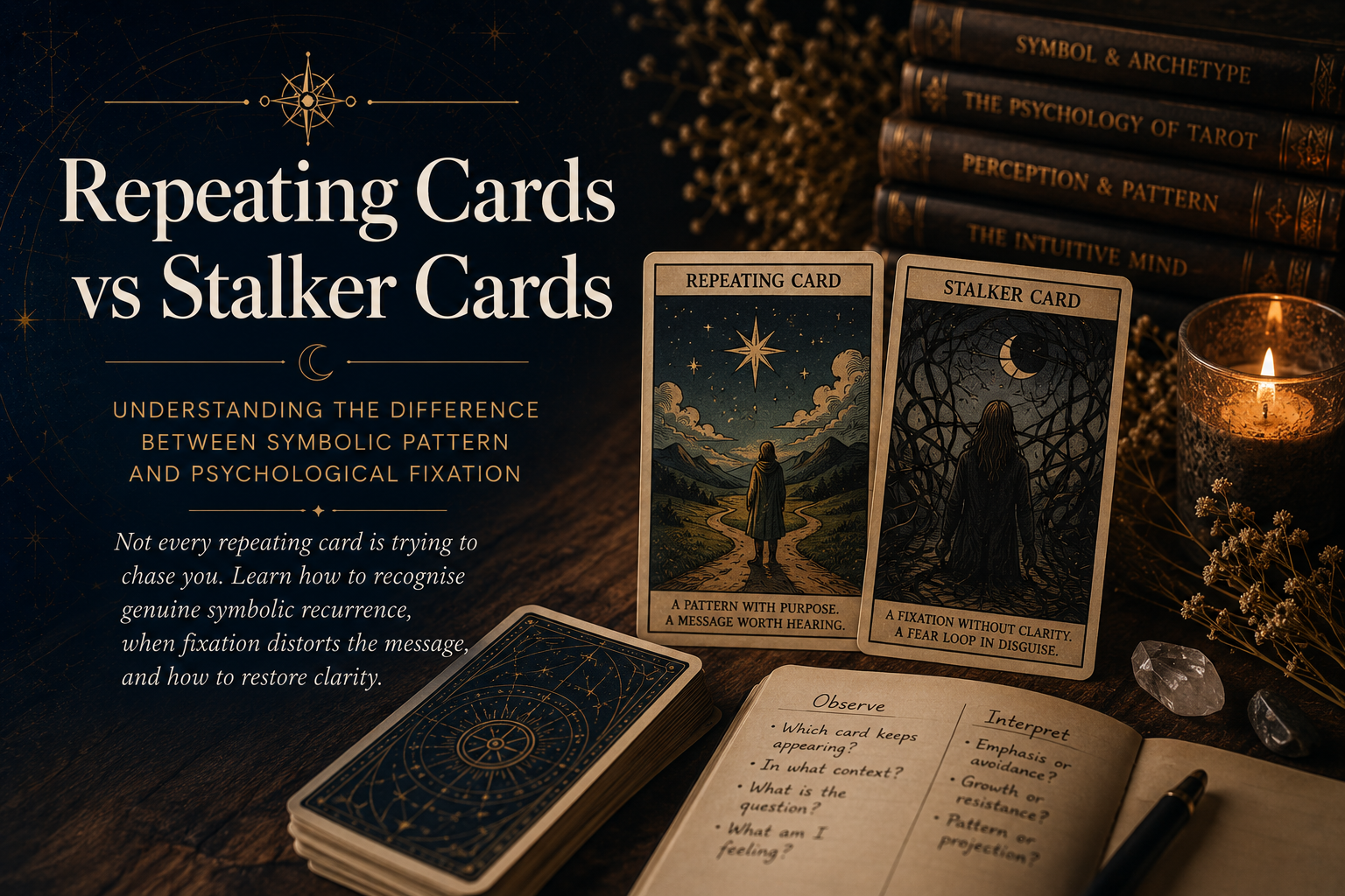 A single tarot card face-up beside a spread, evoking a card that keeps returning to attention