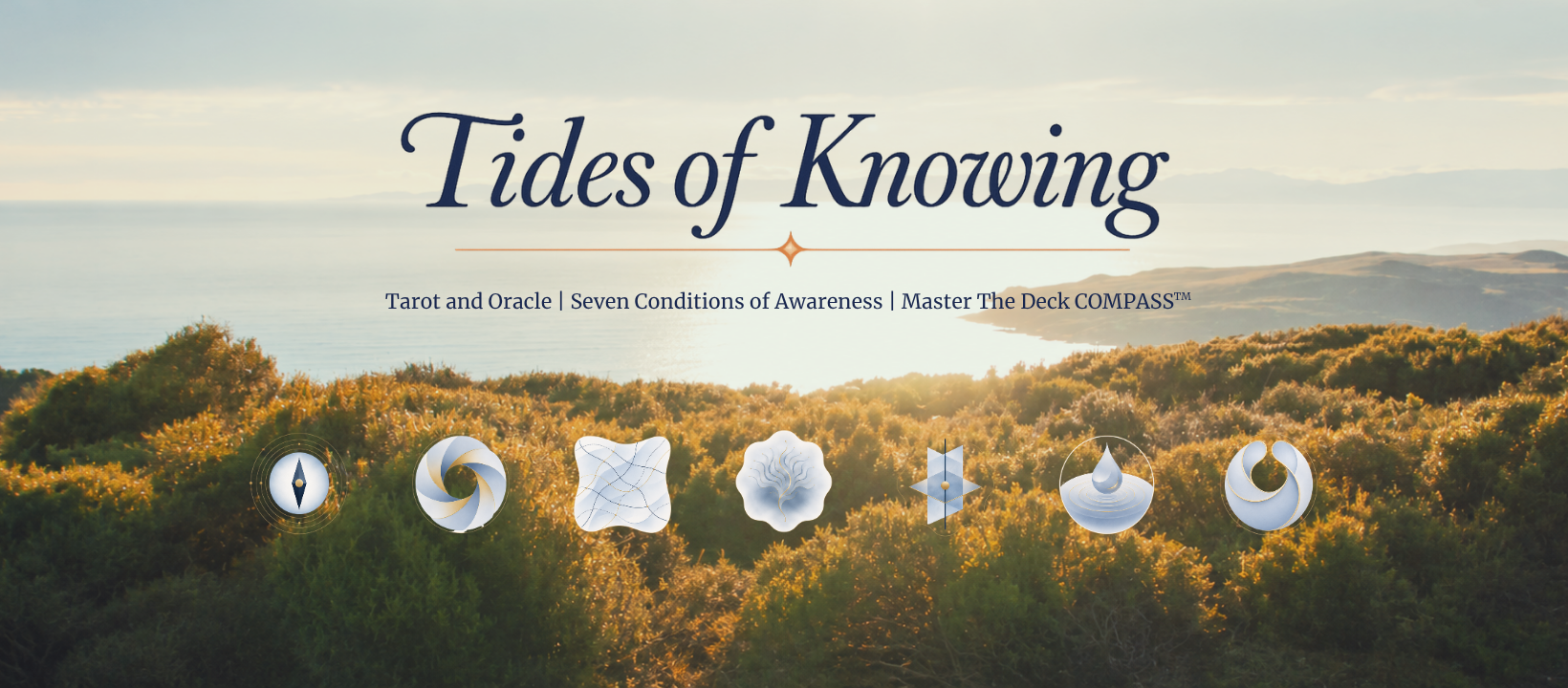 The COMPASS Method banner over the Bluff coastal landscape, showing the seven conditions of awareness
