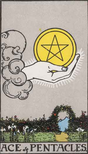 Rider Waite Smith Ace of Pentacles tarot card