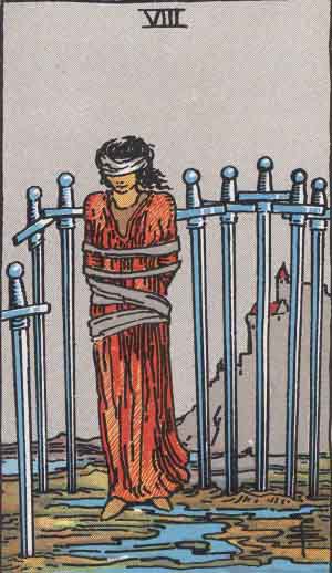 Rider Waite Smith Eight of Swords tarot card