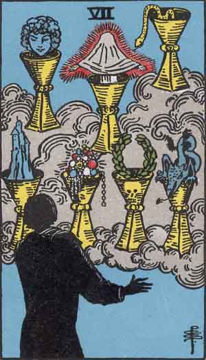 Rider Waite Smith Seven of Cups tarot card