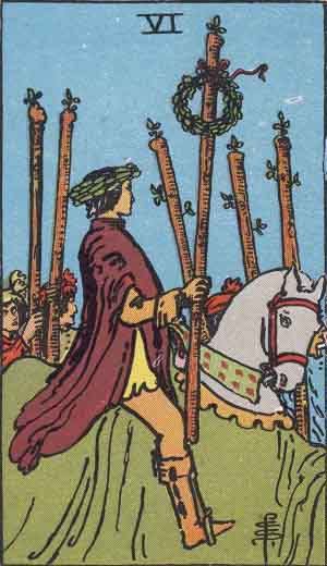 Rider Waite Smith Six of Wands tarot card